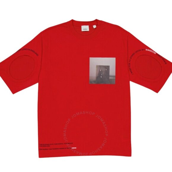 NWT Burberry Carrick Ladies Bright Red Cut-out Oversized T-shirt Small - Picture 5 of 7